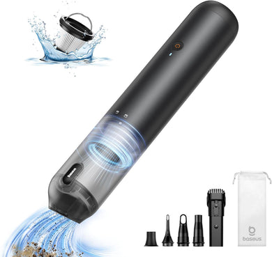 Baseus Car Vacuum Cleaner Portable Cordless, 12000PA Rechargeable Handheld Vacuum with Single Touch Empty, USB C Fast Charging, 4 in 1 Mini Air Blower Inflator Pump Vacuum for Car,Home,Camping
