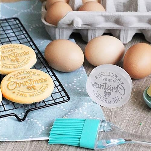 2023 Personalized Christmas Cookie Stamp Christmas Cookie Mold With Your Name 3d Raised Design Merry Christmas Personalized Cookie Baking Stamp