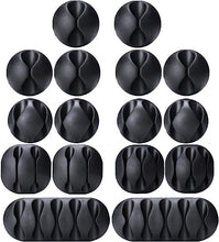 Load image into Gallery viewer, Cable Clips, OHill 16 Pack Black Adhesive Cord Holders, Ideal Cords Management for Organizing Cable Wires-Home, Office, Car, Desk &amp; Nightstand