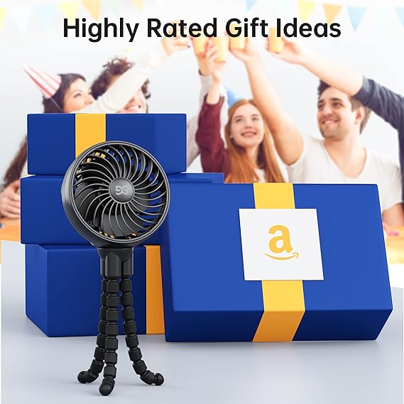 GUSGU Stroller Fan Battery Operated, Small Portable Fan with Mesh Cover for Baby, USB Rechargeable and Handheld Cooling Fan with Flexible Tripod Clip-on for Travel, Car Seat, Camping, and Bedroom