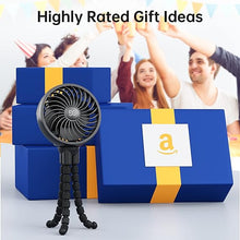 Load image into Gallery viewer, GUSGU Stroller Fan Battery Operated, Small Portable Fan with Mesh Cover for Baby, USB Rechargeable and Handheld Cooling Fan with Flexible Tripod Clip-on for Travel, Car Seat, Camping, and Bedroom