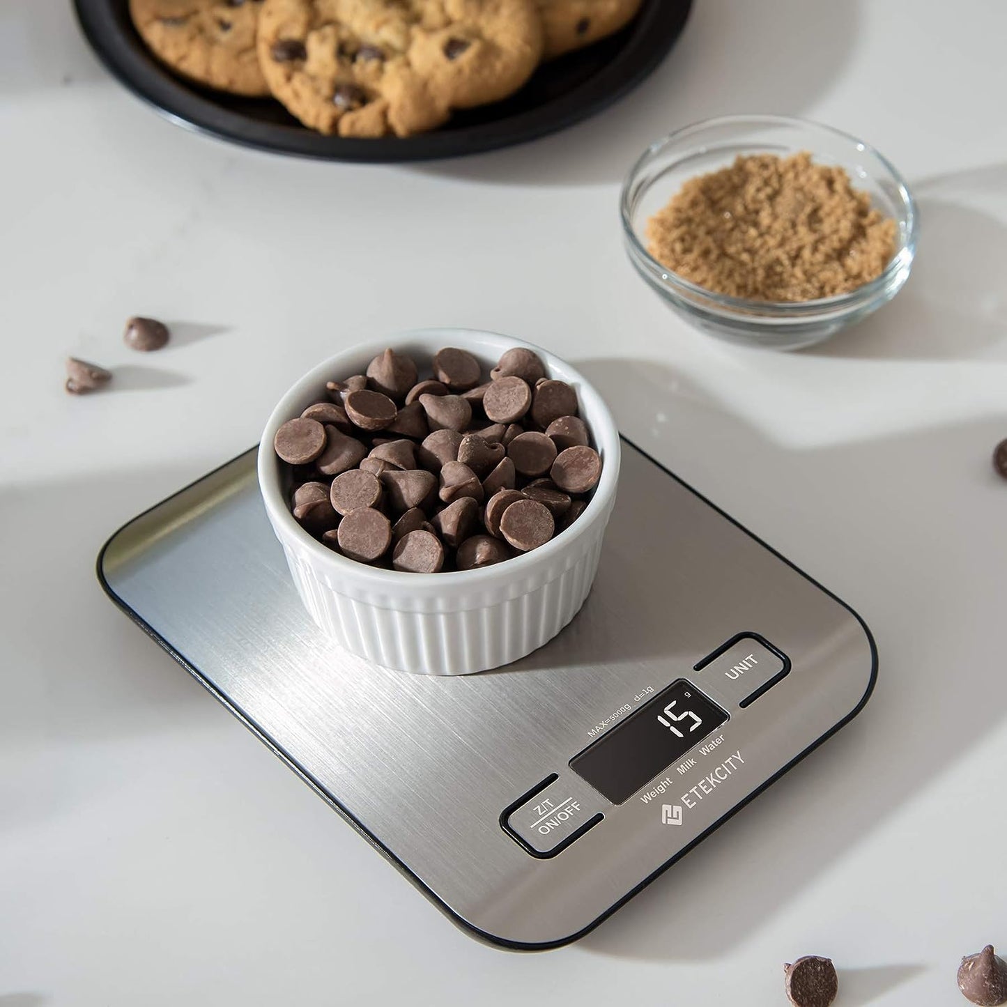 Etekcity Food Kitchen Scale, Digital Grams and Ounces for Weight Loss, Baking, Cooking, Keto and Meal Prep, LCD Display, Medium, 304 Stainless Steel
