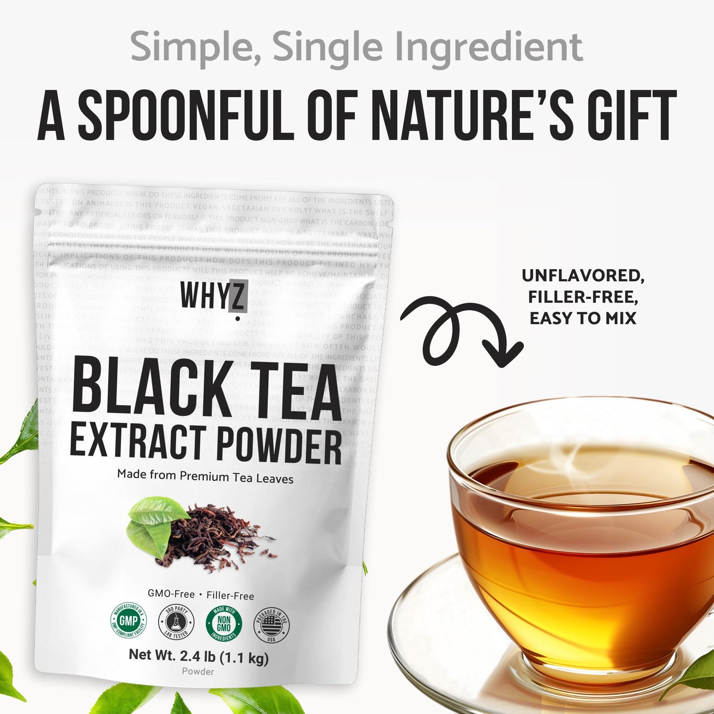 Instant Black Tea Powder, Pure Black Tea for Hot and Cold Beverages, Refreshing Black…