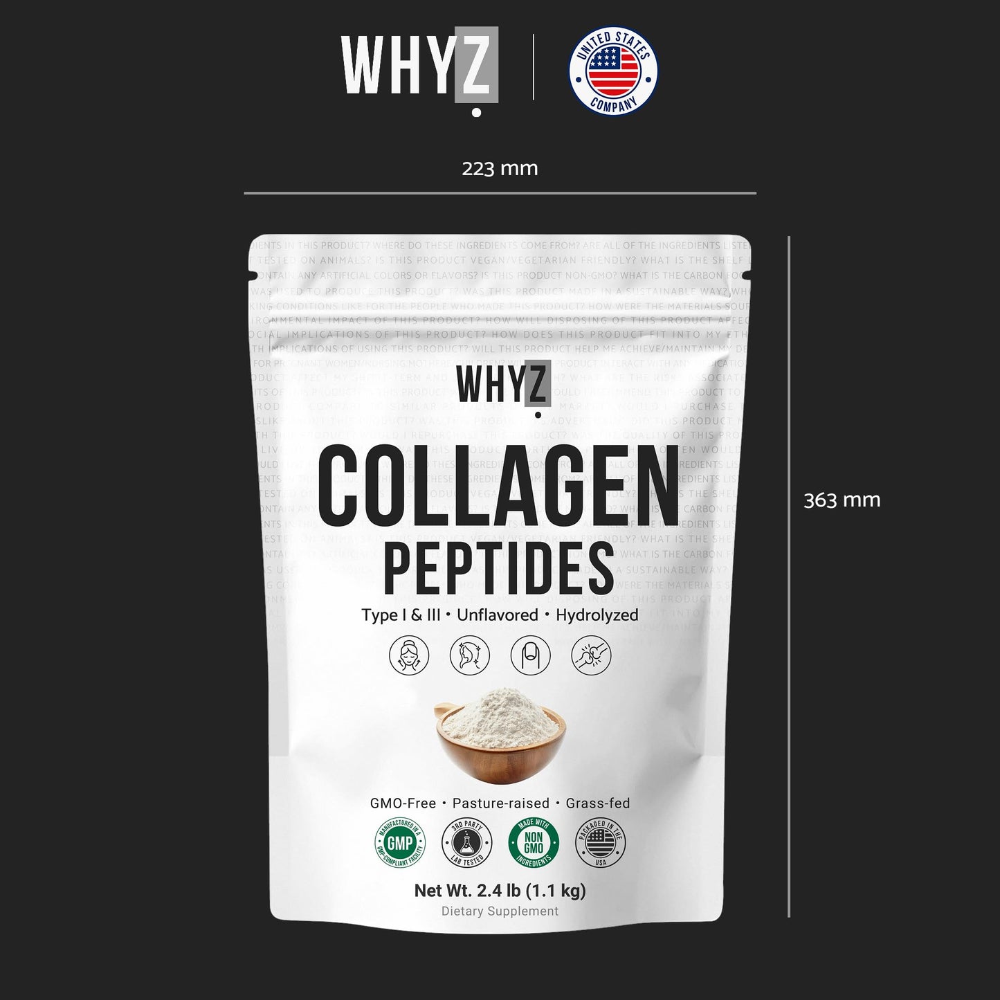 Bovine Collagen Peptides Powder Hydrolyzed Type I & III Protein, Grass-Fed Pasture-Raised…