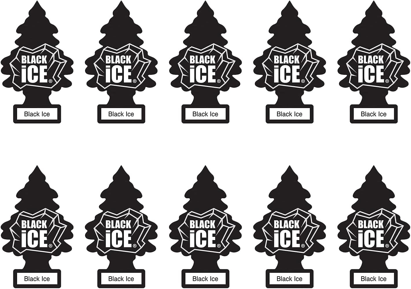 Little Trees Car Freshener, Black Ice, 10-Pack