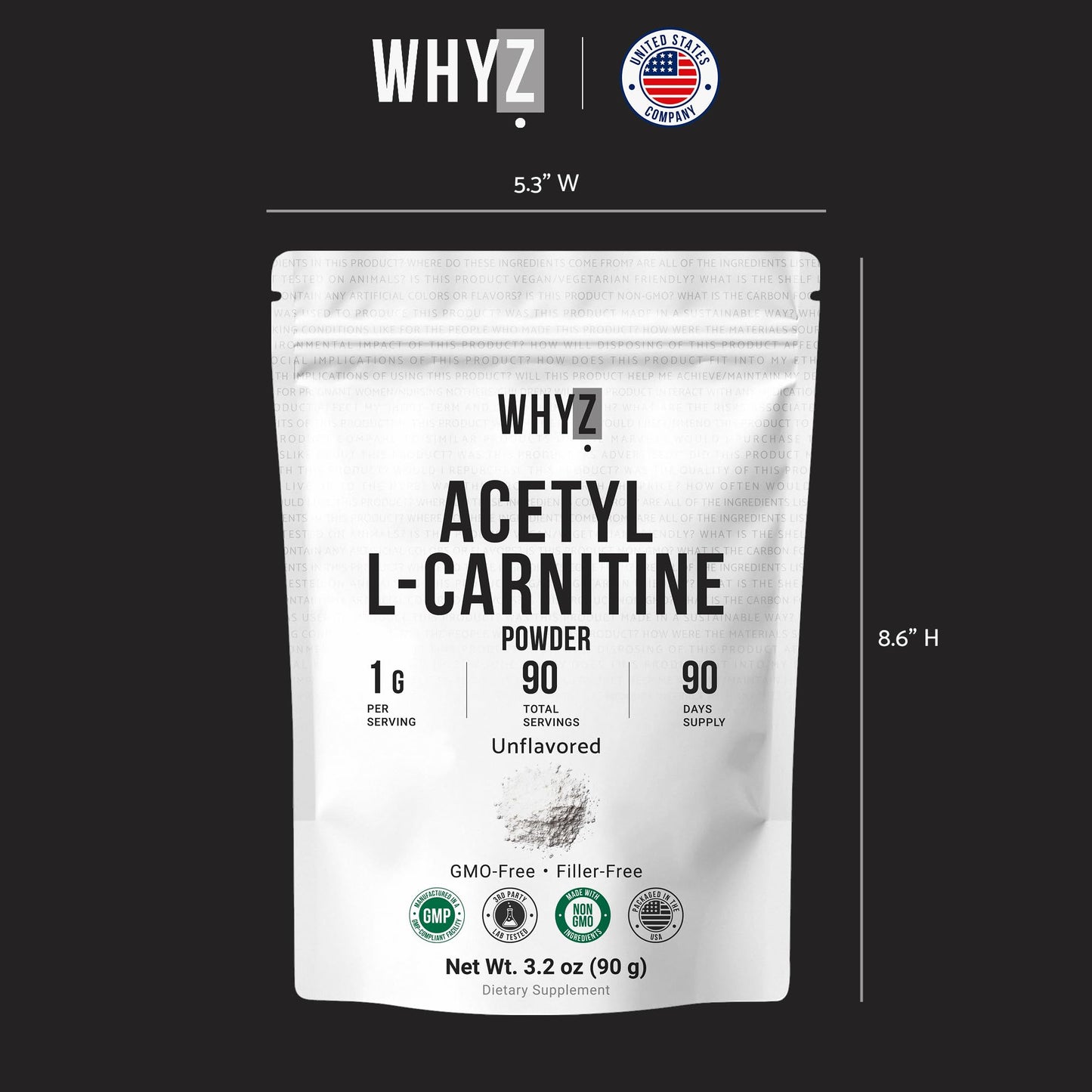 Pure Acetyl L-Carnitine Powder (ALCAR) Unflavored Acetyl-L-Carnitine HCl Supplement…