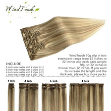 Load image into Gallery viewer, WindTouch Clip in Hair Extensions Human Hair Balayage Mixed Bleach Blonde 15Inch 70g Highlights for Blonde Remy Hair 7PCS #18P613 Gift for Women