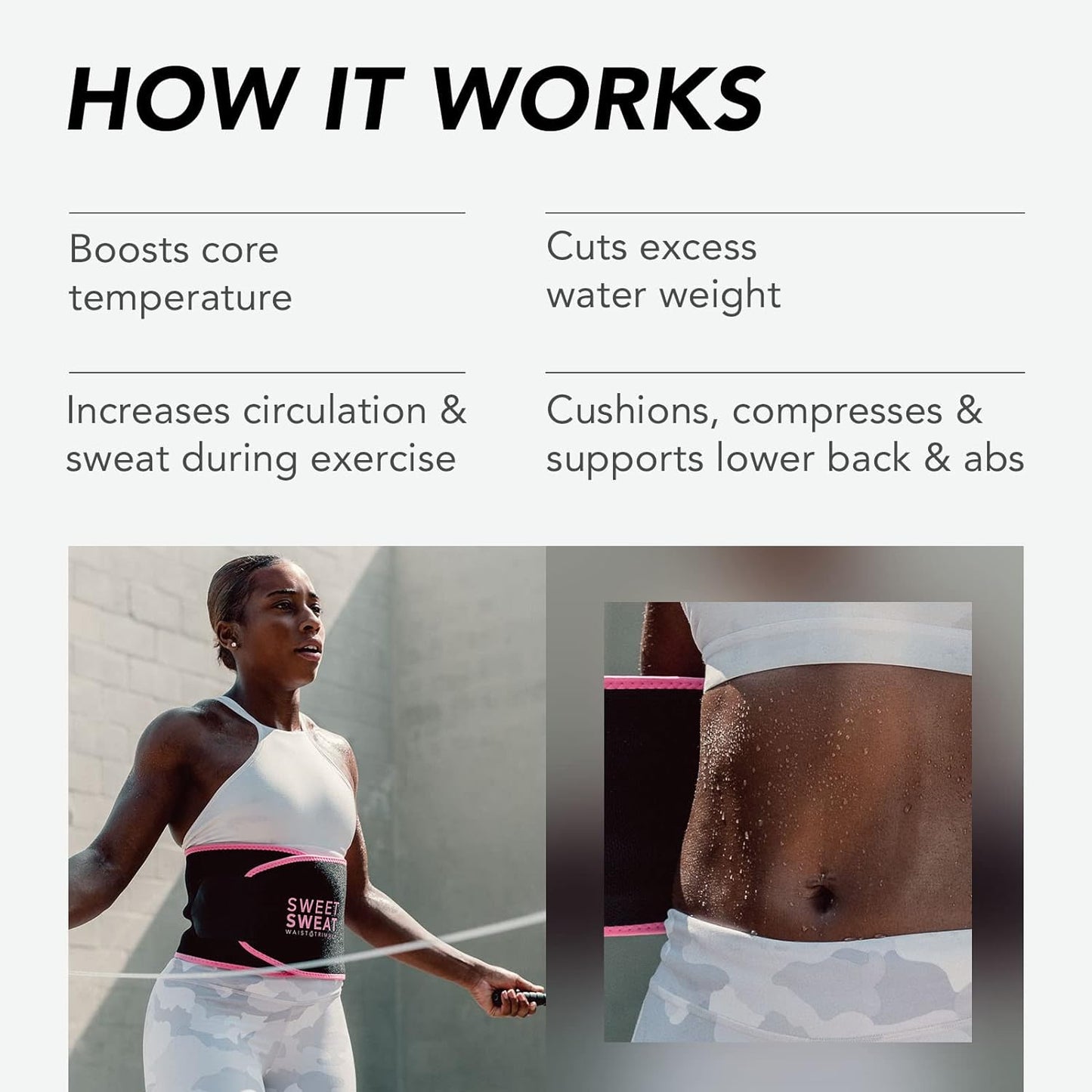 Sweet Sweat Waist Trimmer for Women and Men - Sweat Band Waist Trainer for High-Intensity Training & Workouts, 5 Sizes