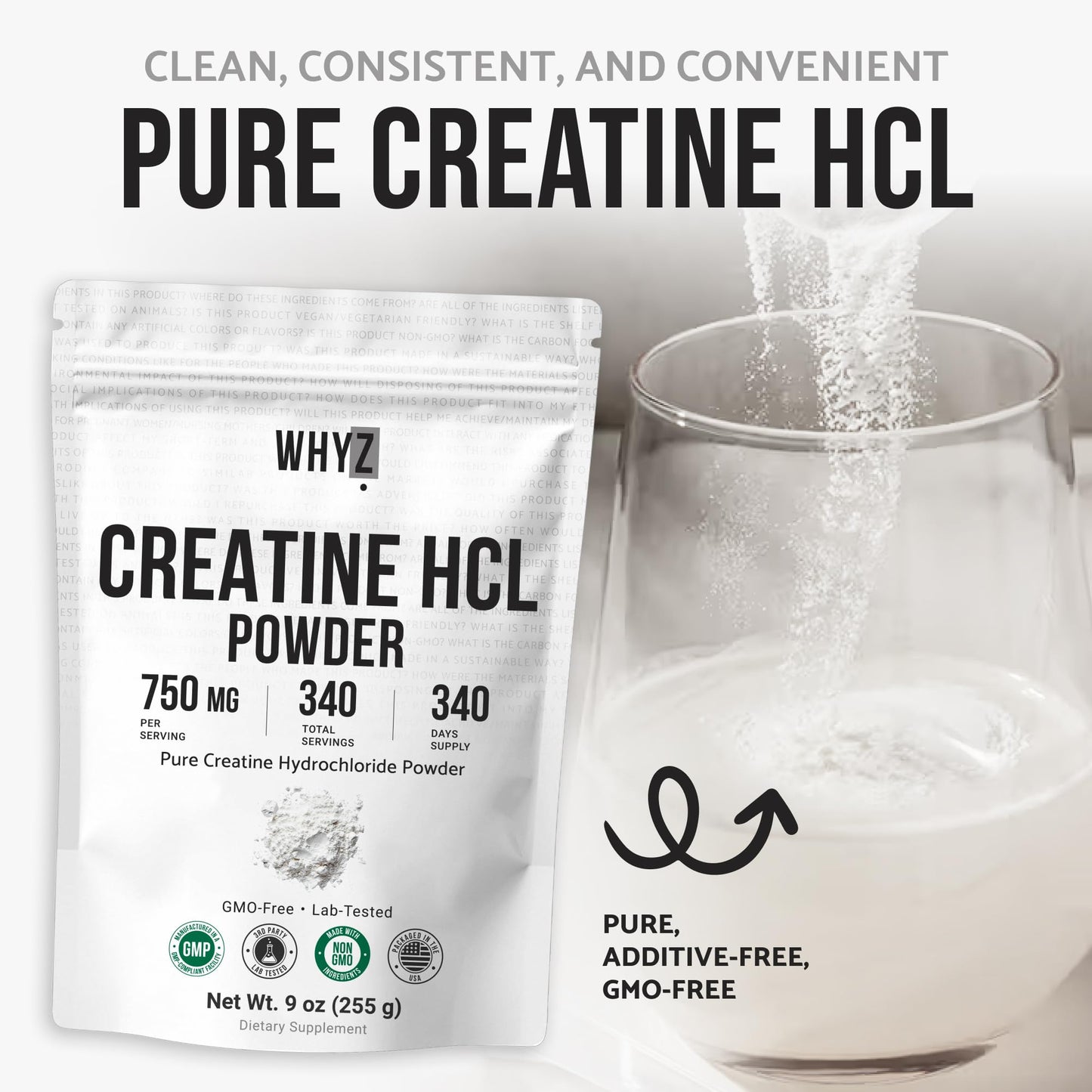 Pure Creatine HCL Powder Unflavored HCL Creatine Supplement for Men and Women Supports…