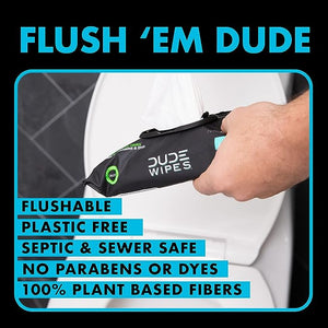 DUDE Wipes - Flushable Wipes - 6 Pack, 288 Wipes - Unscented Extra-Large Adult Wet Wipes - Vitamin-E & Aloe for at-Home Use - Septic and Sewer Safe