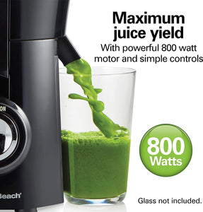 Hamilton Beach Juicer Machine, Big Mouth Large 3” Feed Chute for Whole Fruits and Vegetables, Easy to Clean, Centrifugal Extractor, BPA Free, 800W Motor, Black