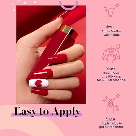 Beetles Red Gel Nail Polish Set - 6 Colors Bloody Mary Collection Popular Shimmer Burgundy Kit Holiday Art Design, Soak Off LED Minicure DIY Home