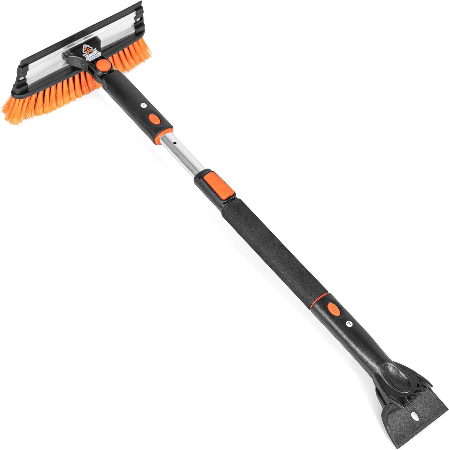 Snow MOOver 39" Extendable Snow Brush with Detachable Ice Scraper for Car | 11" Wide Squeegee & Bristle Head | Size: Car & SUV | Lightweight Aluminum Body with Ergonomic Grip | Windshield Paint Safe