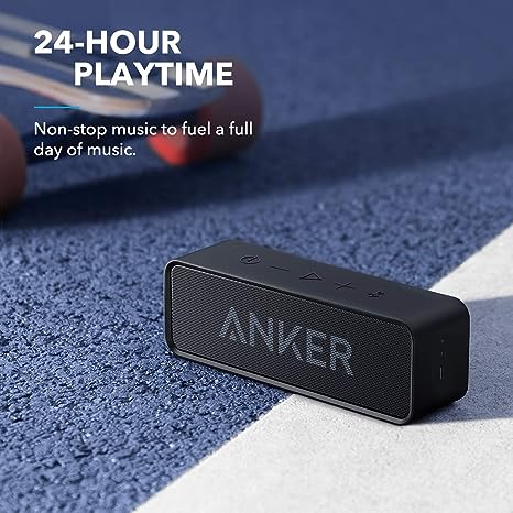 Upgraded, Anker Soundcore Bluetooth Speaker with IPX5 Waterproof, Stereo Sound, 24H Playtime, Portable Wireless Speaker for iPhone, Samsung and More
