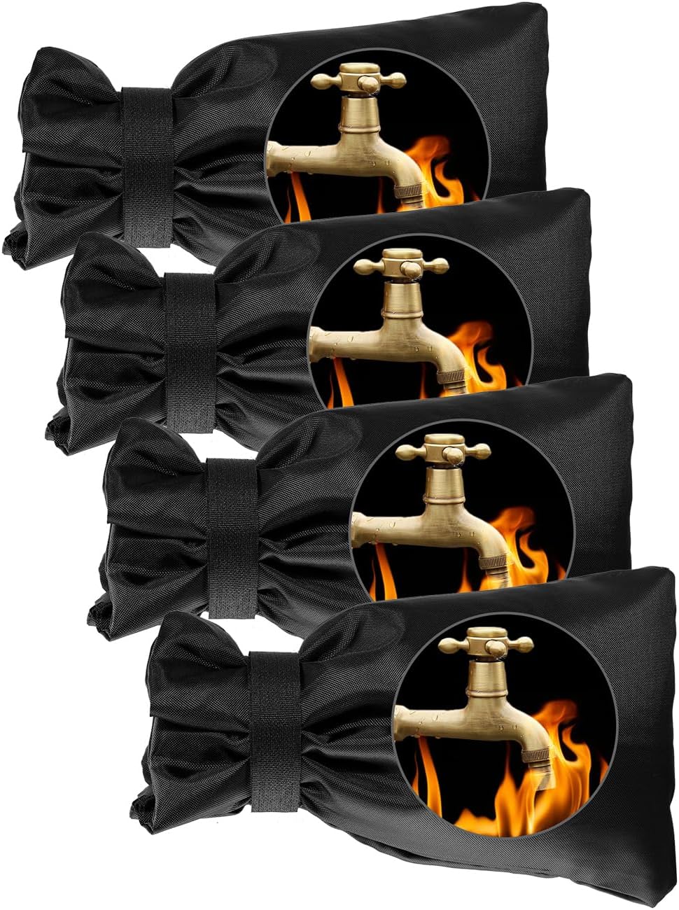 Outdoor Faucet Covers for Winter, Pro 10" H x 7" W Outside Faucet Cover Freeze Protection, Upgraded Reusable Waterproof Insulated Spigot Cover, Thickened Water Spigot Cover for Winter, 4 Pack, Black
