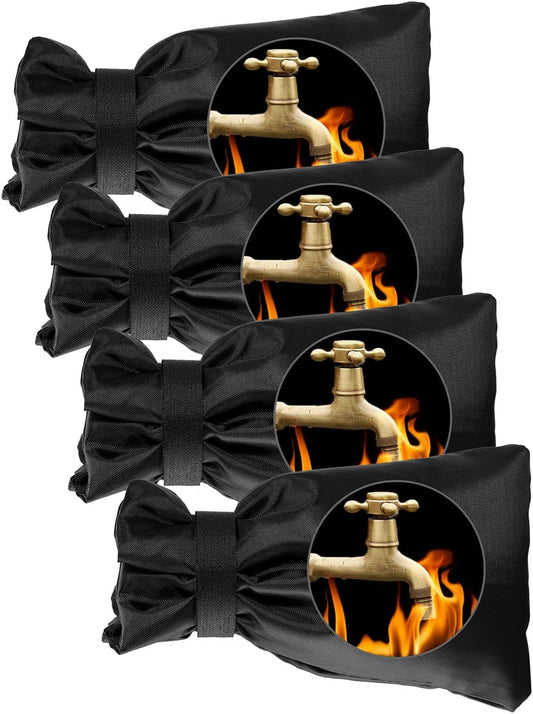 Outdoor Faucet Covers for Winter, Pro 10" H x 7" W Outside Faucet Cover Freeze Protection, Upgraded Reusable Waterproof Insulated Spigot Cover, Thickened Water Spigot Cover for Winter, 4 Pack, Black