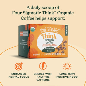 Four Sigmatic Foods Mushroom Instant Coffee, Organic and Fair Trade with Lions Mane, Chaga, & Mushroom Powder, Focus & Immune Support, Paleo, 0.9 Oz - 10 Count (Pack of 1)