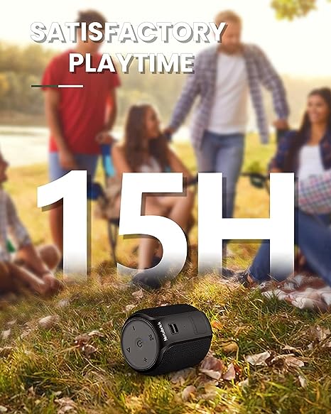 Bluetooth Speakers,Portable Wireless Speaker with 15W Stereo Sound, Active Extra Bass, IPX6 Waterproof Shower Speaker, Double Pairing, for Party, Home Theater, Game Theater