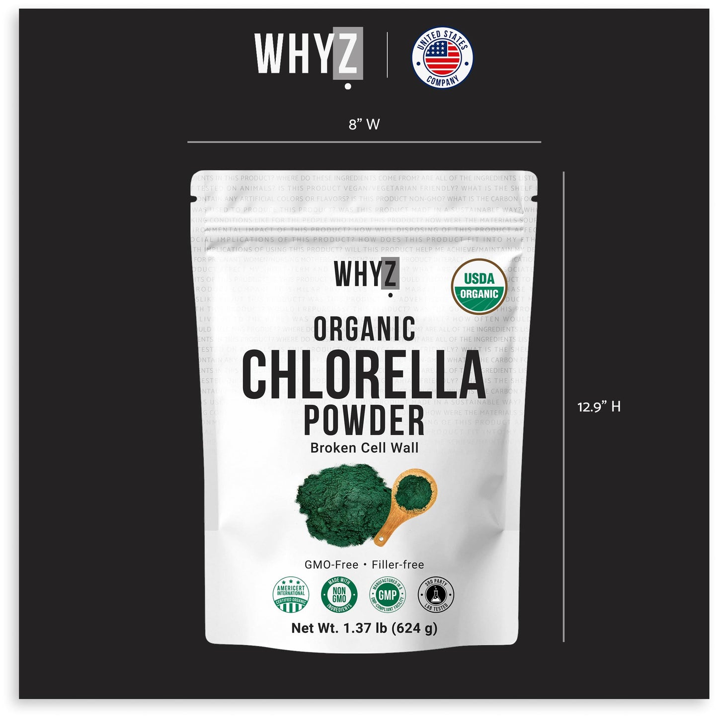 Organic Chlorella Powder, Raw, Premium Superfood Rich in Vegan Protein & Chlorophyll,…