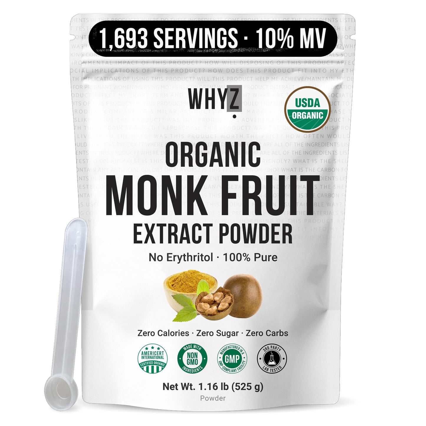 Organic Monk Fruit Extract, 5 oz, Pure Monk Fruit Sweetener Organic No Erythritol and…