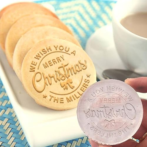 2023 Personalized Christmas Cookie Stamp Christmas Cookie Mold With Your Name 3d Raised Design Merry Christmas Personalized Cookie Baking Stamp