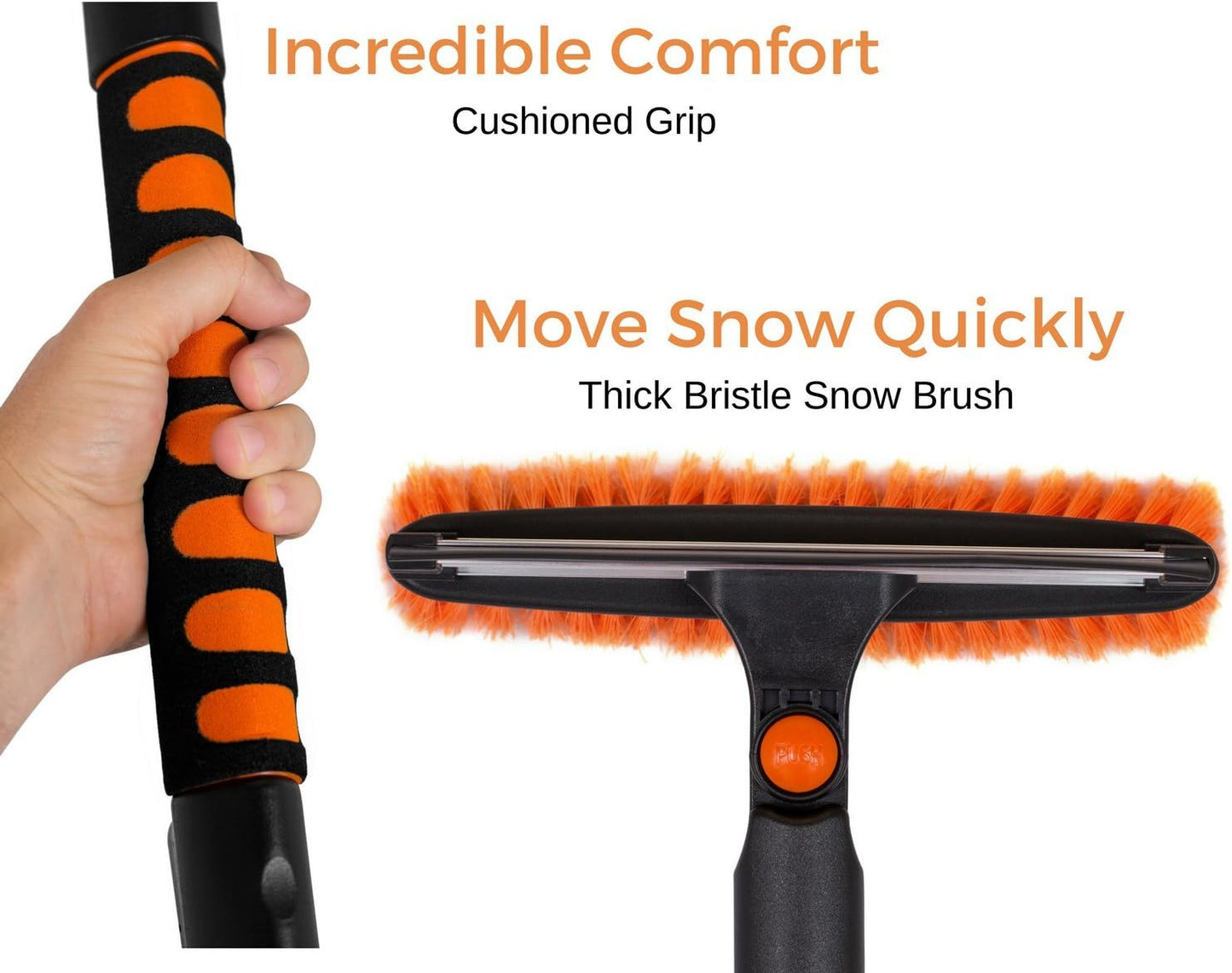 Snow MOOver 39" Extendable Snow Brush with Detachable Ice Scraper for Car | 11" Wide Squeegee & Bristle Head | Size: Car & SUV | Lightweight Aluminum Body with Ergonomic Grip | Windshield Paint Safe