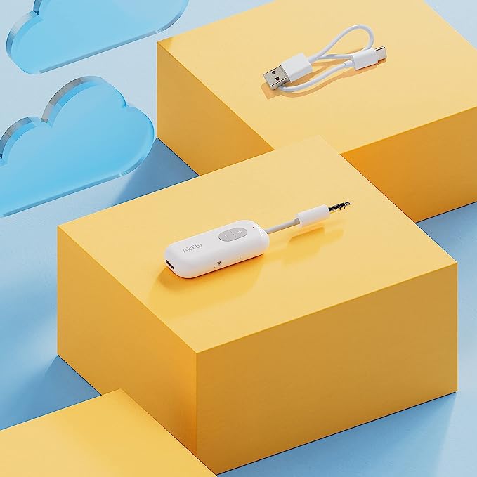Twelve South AirFly SE, Bluetooth Wireless Audio Transmitter for AirPods/Wireless or Noise-Cancelling Headphones Use with Any 3.5 mm Audio Jack on Airplanes, Gym Equipment or iPad/Tablets