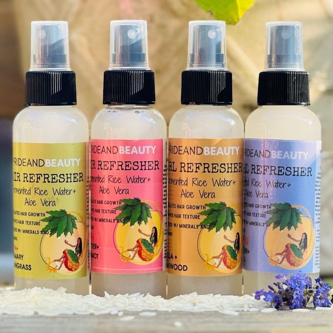 Rice Water For Hair Growth - Infused with Rosemary, Biotin, Vegan Non-Greasy Spray Naturally Thicker, Longer, Softer Hair, Men & Women Hair Spray (Rosemary + Lemongrass, 4 OUNCE)