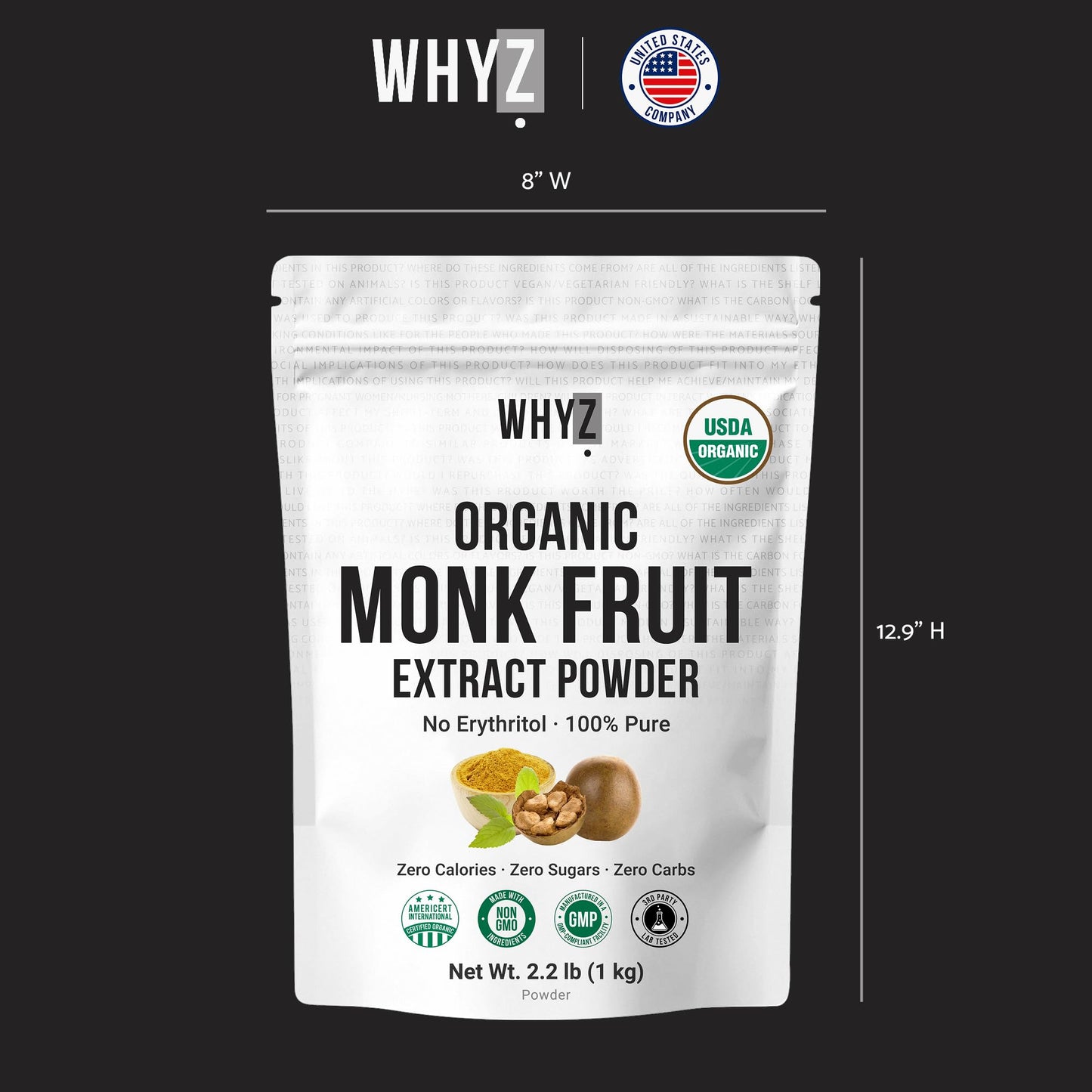 Organic Monk Fruit Extract, 5 oz, Pure Monk Fruit Sweetener Organic No Erythritol and…