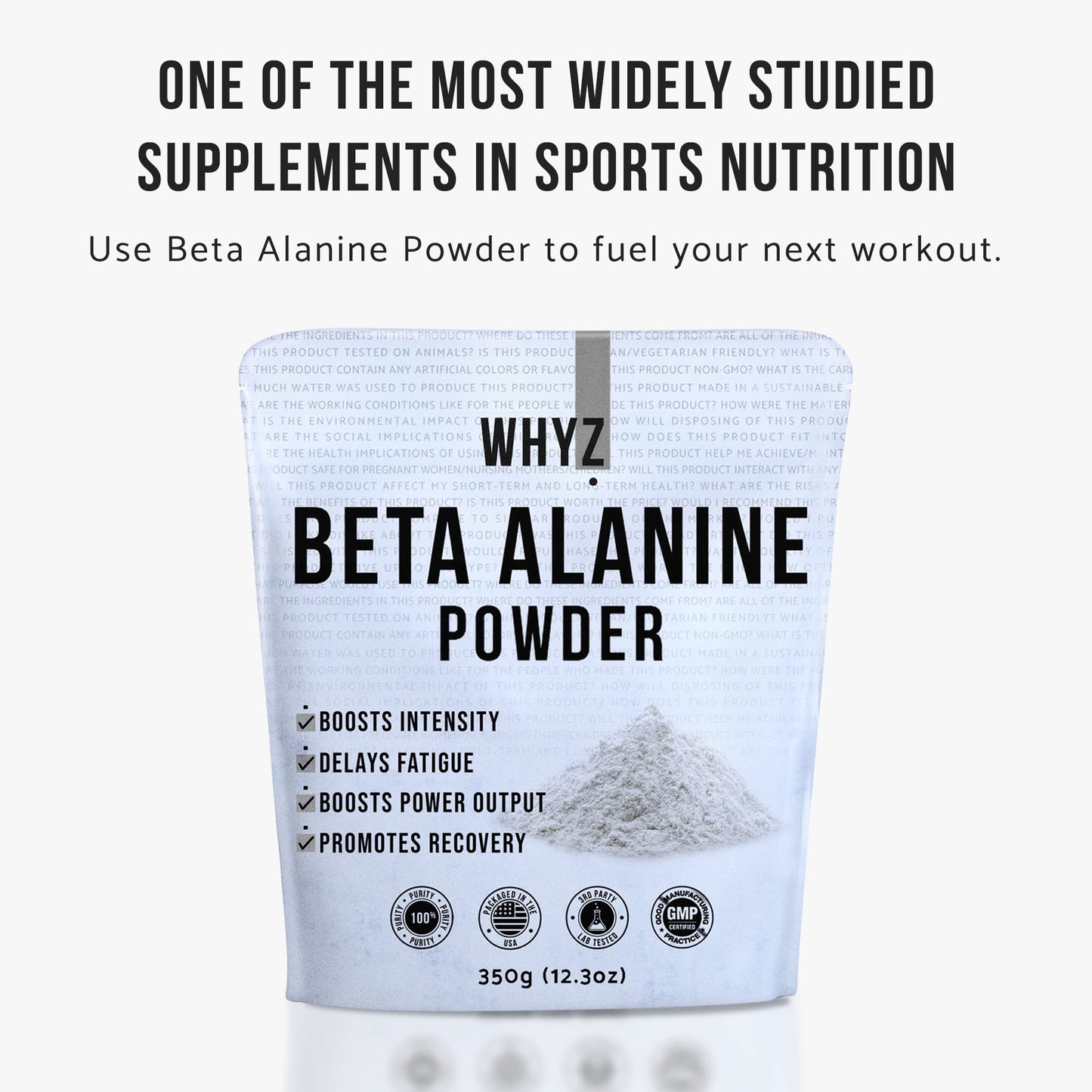 WHYZ Beta Alanine Powder Pure Beta Alanine Pre-Workout Supplement for Sustained Energy,…