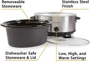 Crock-Pot 7 Quart Oval Manual Slow Cooker, Stainless Steel (SCV700-S-BR)