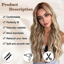 Load image into Gallery viewer, NAYOO Long Ombre Blonde Wavy Wig for Women 26 Inch Middle Part Curly Wavy Wig Natural Looking Synthetic Heat Resistant Fiber Wig for Daily Party Use (Ombre Blonde)