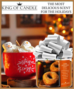 Warm Apple Cider Donut + Cinnamon Sugar | Strong, Large 3 Wick Candle for Winter | Clean Burning, Long Lasting, Highly Scented, Non Toxic Soy Wax | Unique Food Candles for Kitchen Decor | Big 14oz Jar