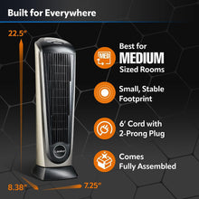 Load image into Gallery viewer, Lasko Oscillating Ceramic Tower Space Heater for Home with Adjustable Thermostat, Timer and Remote Control, 22.5 Inches, Grey/Black, 1500W, 751320