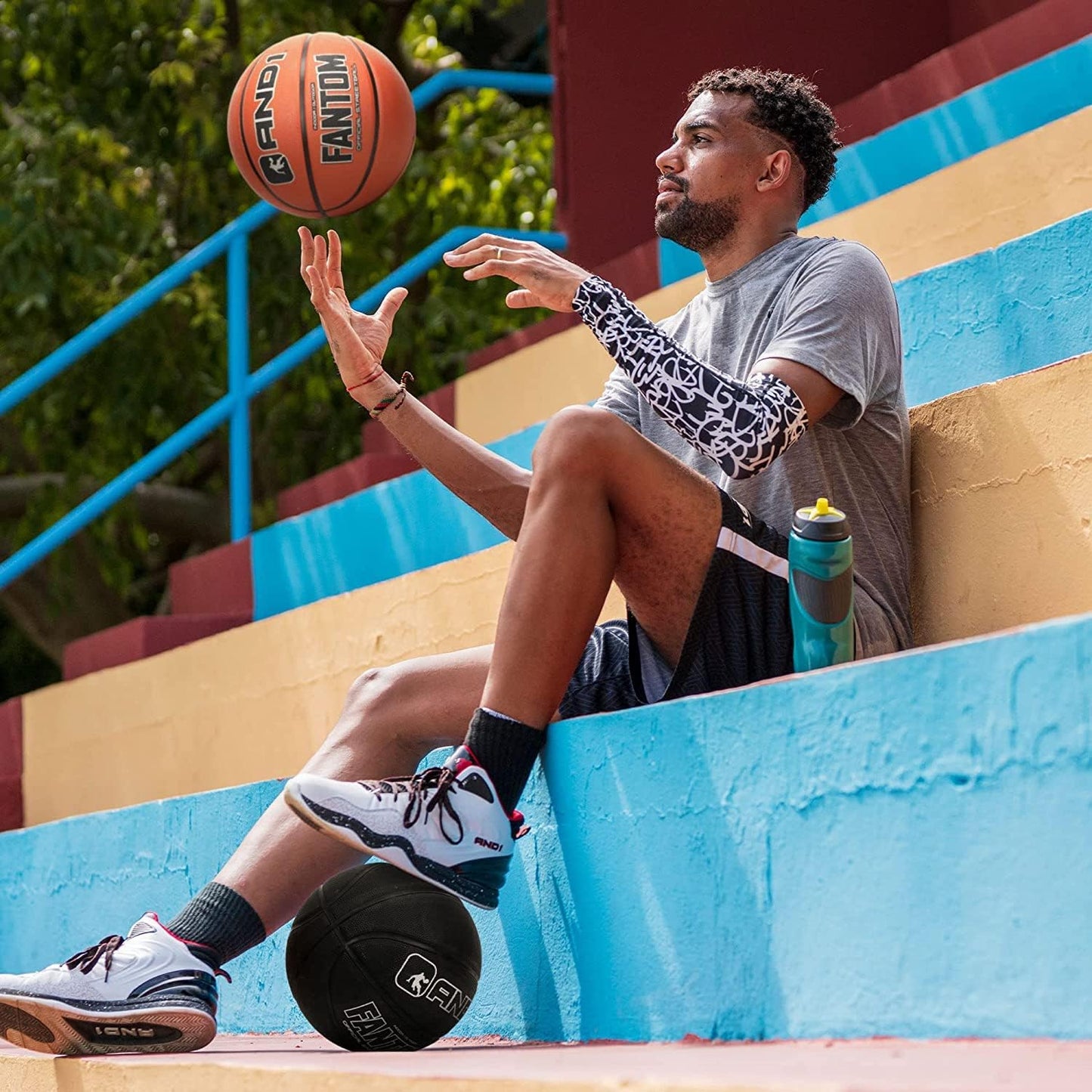 AND1 Fantom Rubber Basketball: Official Regulation Size 7 (29.5 inches) Rubber Basketball - Deep Channel Construction Streetball, Made for Indoor Outdoor Basketball Games