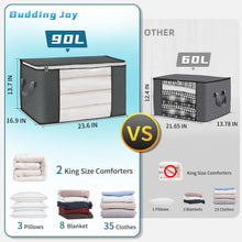 Load image into Gallery viewer, 90L Large Storage Bags, 6 Pack Clothes Storage Bins Foldable Closet Organizers Storage Containers with Durable Handle for Clothing, Blanket, Comforters, Bed Sheets, Pillows and Toys (Gray)
