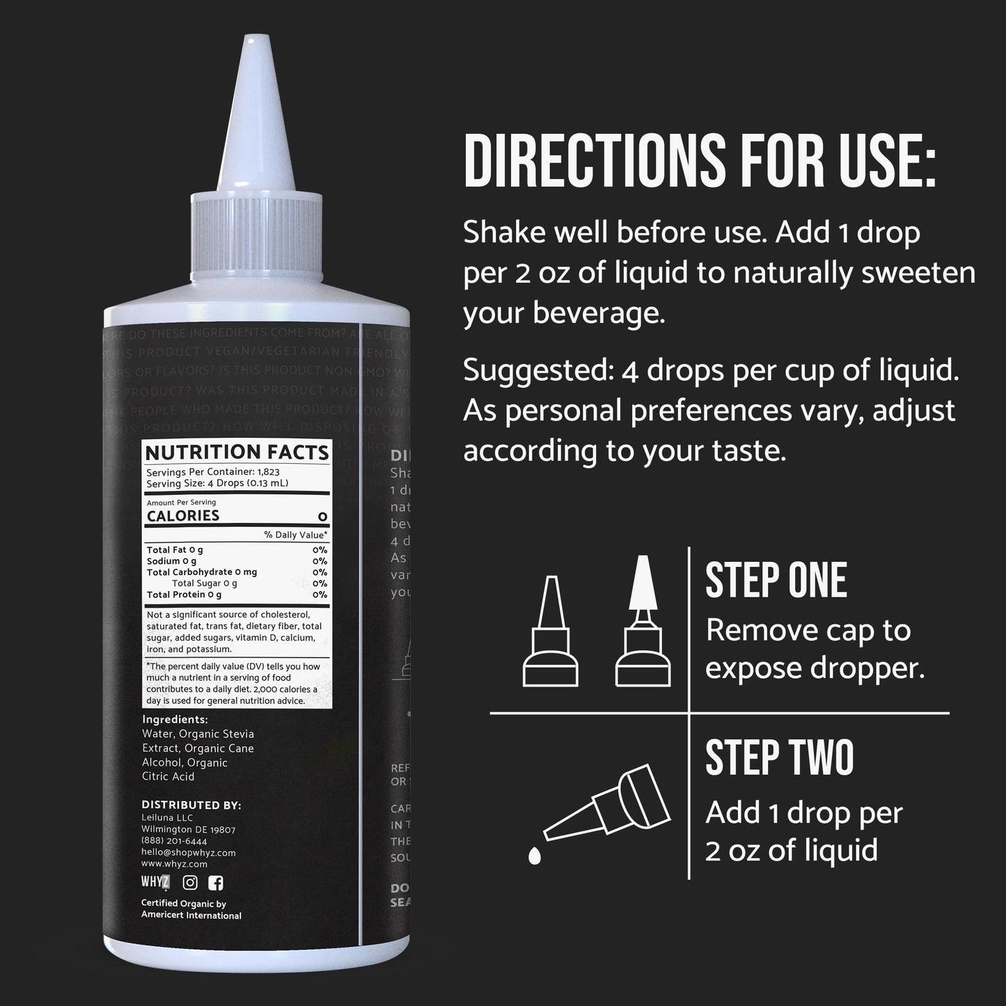 Organic Stevia Liquid Drops Pure Liquid Stevia Extract, Zero Calorie Sweetener for…