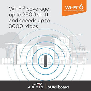 ARRIS Surfboard G34 DOCSIS 3.1 Gigabit Cable Modem & Wi-Fi 6 Router (AX3000) , Approved for Comcast Xfinity, Cox, Spectrum & More , Four 1 Gbps Ports , 1 Gbps Max Internet Speeds