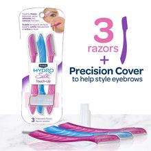 Load image into Gallery viewer, Schick Hydro Silk Touch-Up Exfoliating Dermaplaning Tool, Face &amp; Eyebrow Razor with Precision Cover- 3 Count | Dermaplaning Razor For Women