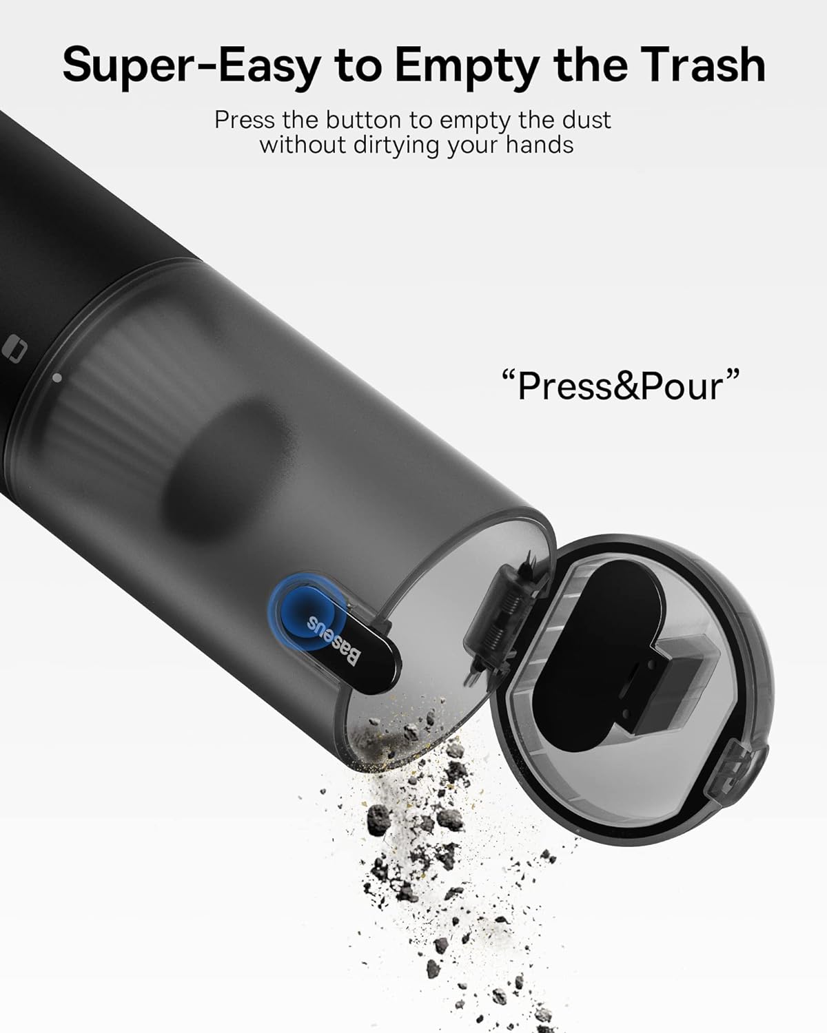 Baseus Car Vacuum Cleaner Portable Cordless, 12000PA Rechargeable Handheld Vacuum with Single Touch Empty, USB C Fast Charging, 4 in 1 Mini Air Blower Inflator Pump Vacuum for Car,Home,Camping