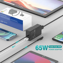 Load image into Gallery viewer, 65W Surface Pro Laptop Charger for Microsoft Surface Pro 9, 8, 7+, 7, 6, 5, 4, 3, X, Windows Surface Laptop 5, 4, 3, 2, 1 Studio, Surface Go Tablet, Surface Book 3, 2, 1, Support 44W, 36W, LED, 10FT