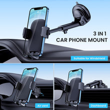 Load image into Gallery viewer, Car Phone Holder Mount [Military-Grade Suction &amp; Stable Hook] Phone Mount for Car Windshield Dashboard Air Vent Universal Hands-Free Automobile Mounts Cell Phone Holder Fit for iPhone Smartphones
