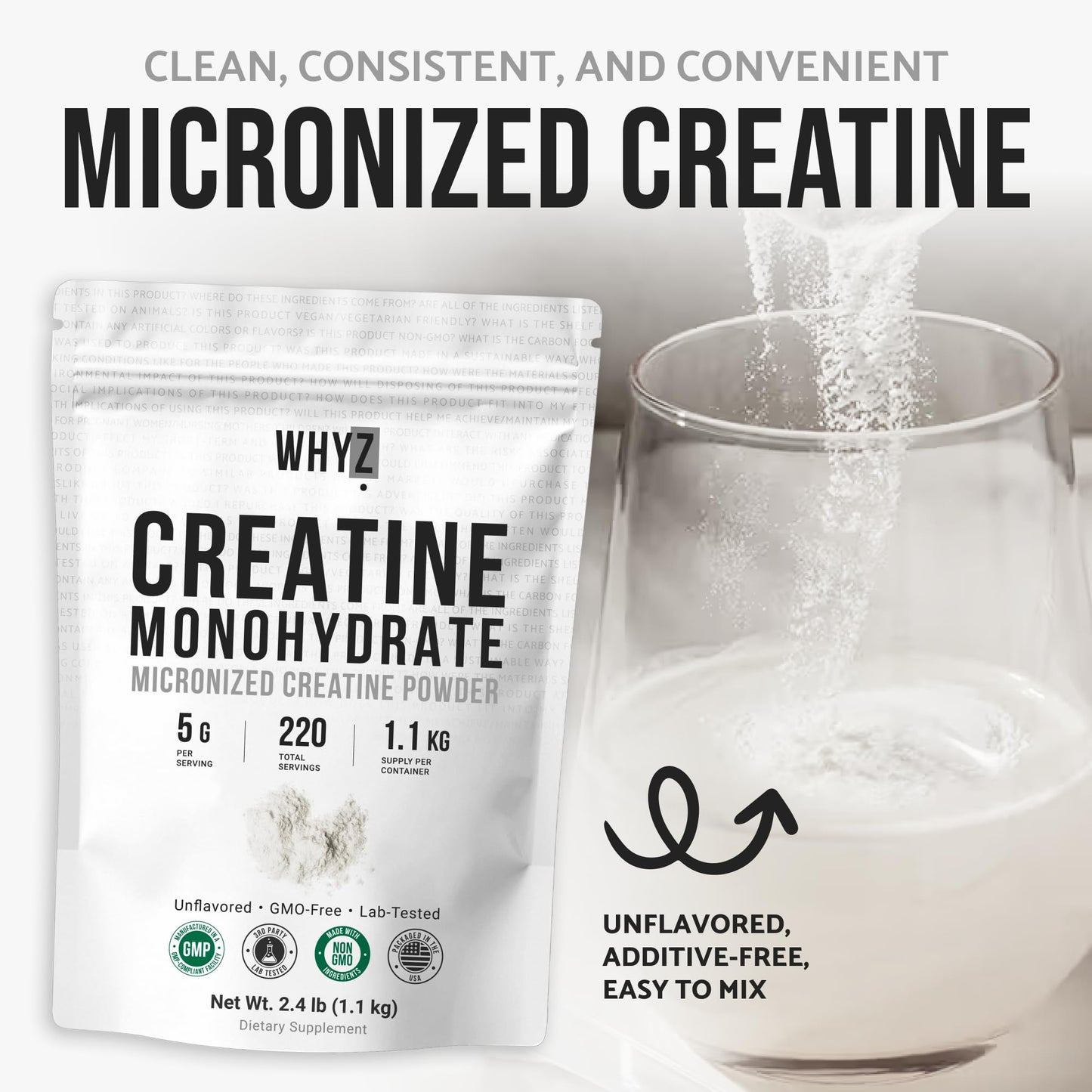 Creatine Monohydrate Powder, Micronized, Unflavored Creatine for Men & Women, Muscle…