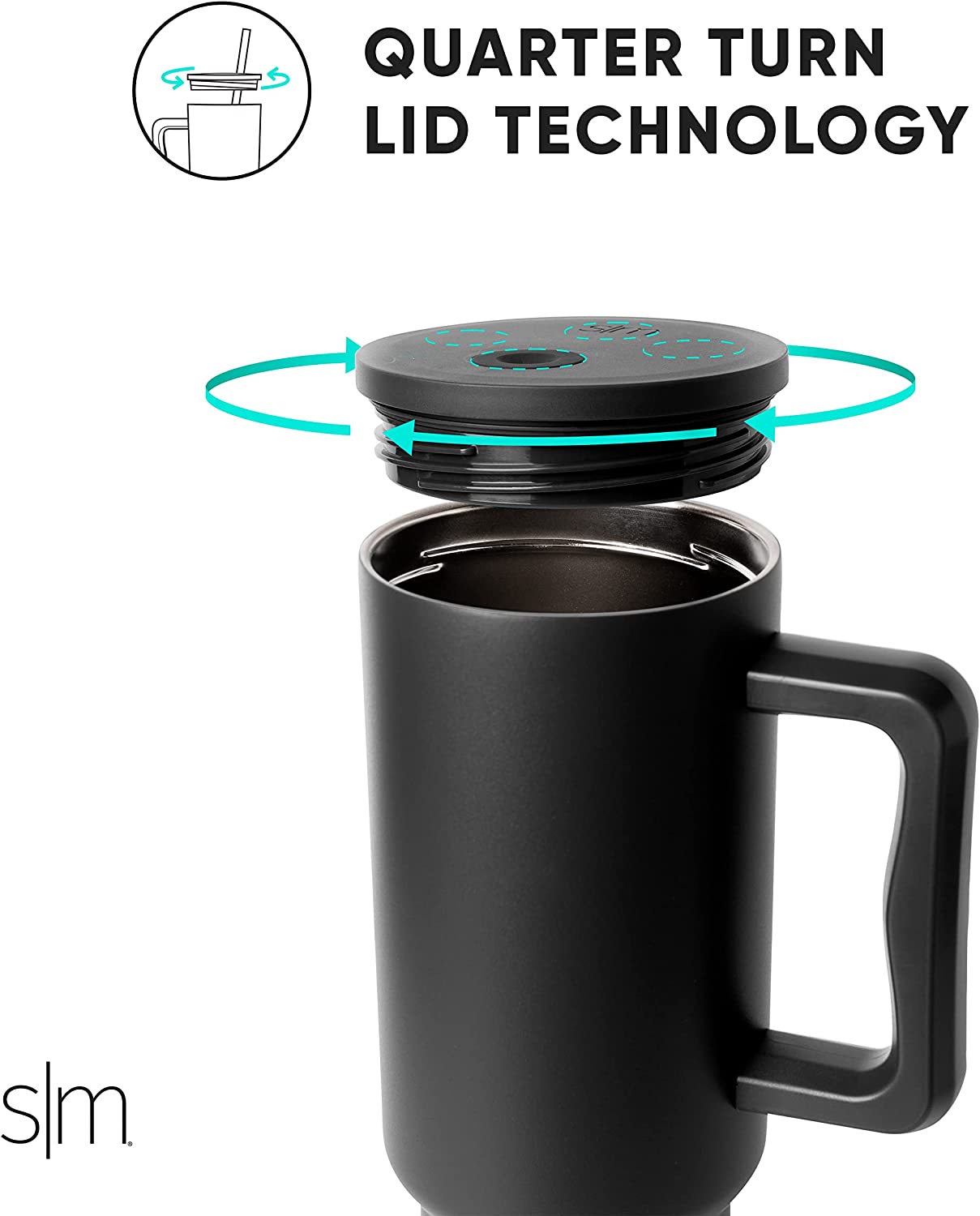 Simple Modern 40 oz Tumbler with Handle and Straw Lid | Insulated Reusable Stainless Steel Water Bottle Travel Mug Cupholder Use | Gifts for Women Men Him Her | Trek Collection | 40oz | Blue Lagoon