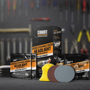 CERAKOTE® Ceramic Headlight Restoration Kit – Guaranteed To Last As Long As You Own Your Vehicle – Brings Headlights back to Like New Condition - 3 Easy Steps - No Power Tools Required