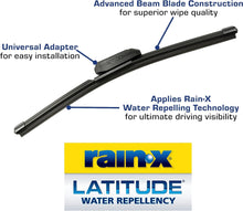 Load image into Gallery viewer, Rain-X 810165 Latitude 2-In-1 Water Repellent Wiper Blades, 22 Inch Windshield Wipers (Pack Of 2), Automotive Replacement Windshield Wiper Blades With Patented Rain-X Water Repellency Formula