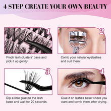 Load image into Gallery viewer, DIY Lash Extension Kit Individual Eyelash Extension Kit B&amp;Q D Curl Cluster Lashes Individual Eyelashes with Lash Bond and Seal, Lash Applicator Tool DIY Lash Extensions at Home (Kit,40D-0.07D-8-18mix)
