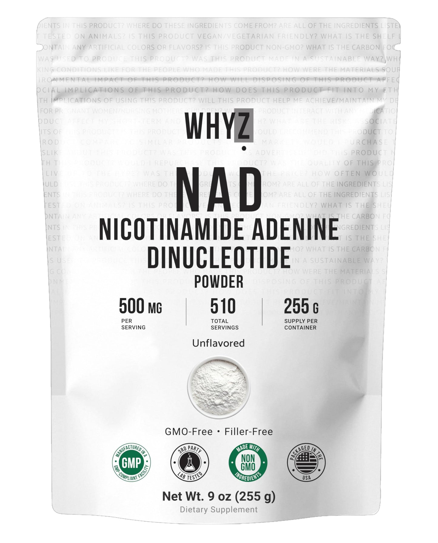 Pure NAD Powder Nicotinamide Adenine Dinucleotide Supplement Unflavored and Gluten-Free…