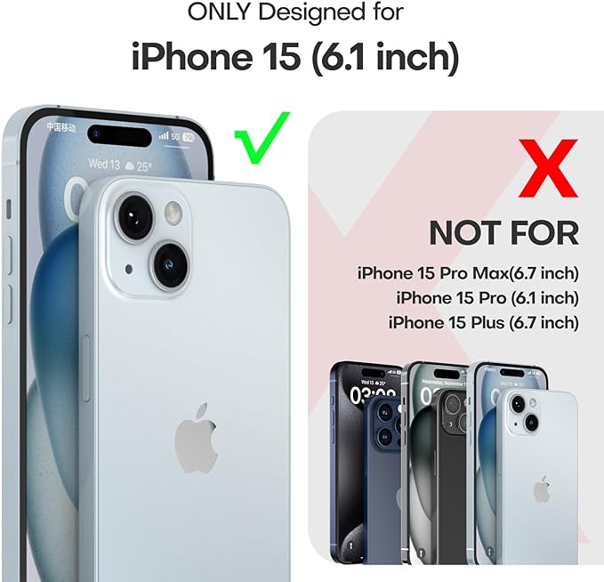 TAURI 5 in 1 for iPhone 15 Case, [Not-Yellowing] with 2X Screen Protectors + 2X Camera Lens Protectors, [Military Grade Drop Protection] Shockproof Slim Phone Case for iPhone 15, Light Blue