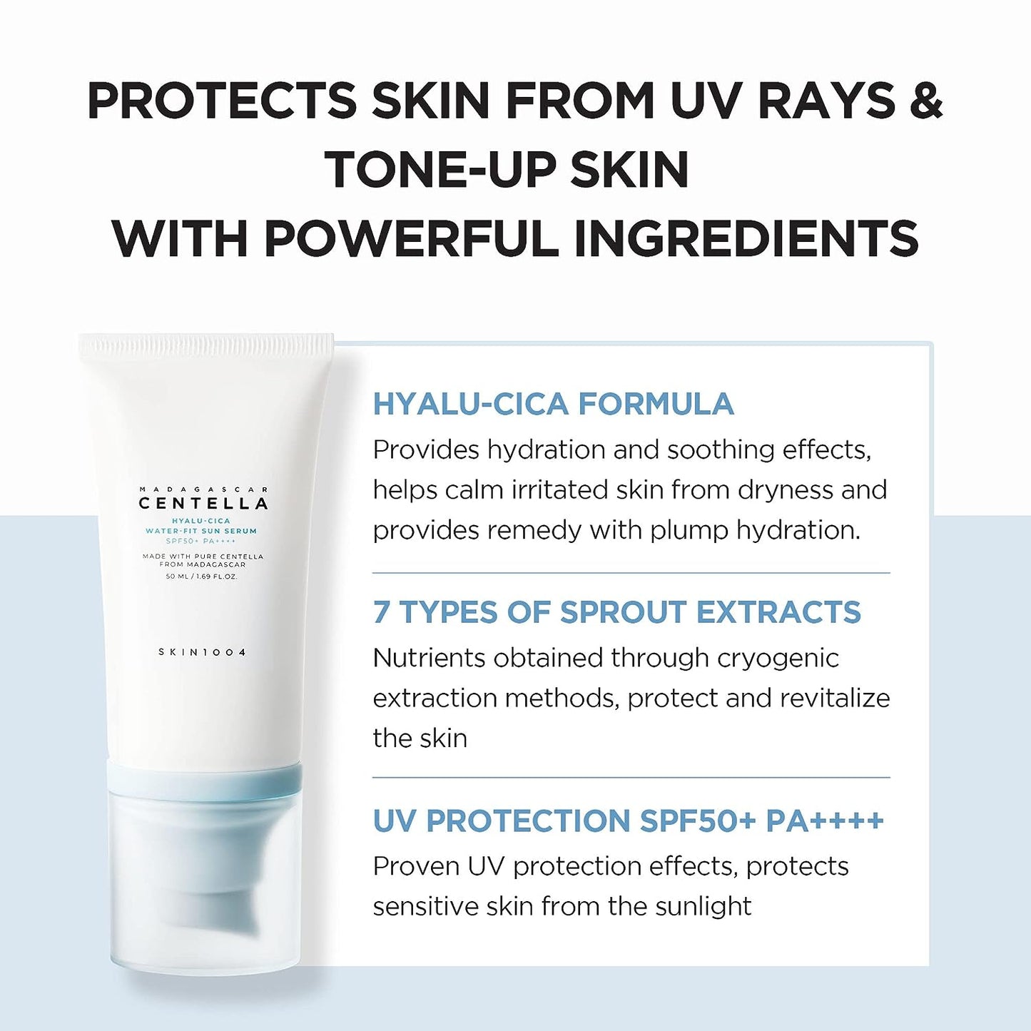 SKIN1004 Hyalu-CICA Water-fit Sun Serum (Sun Serum, 1 Pack)